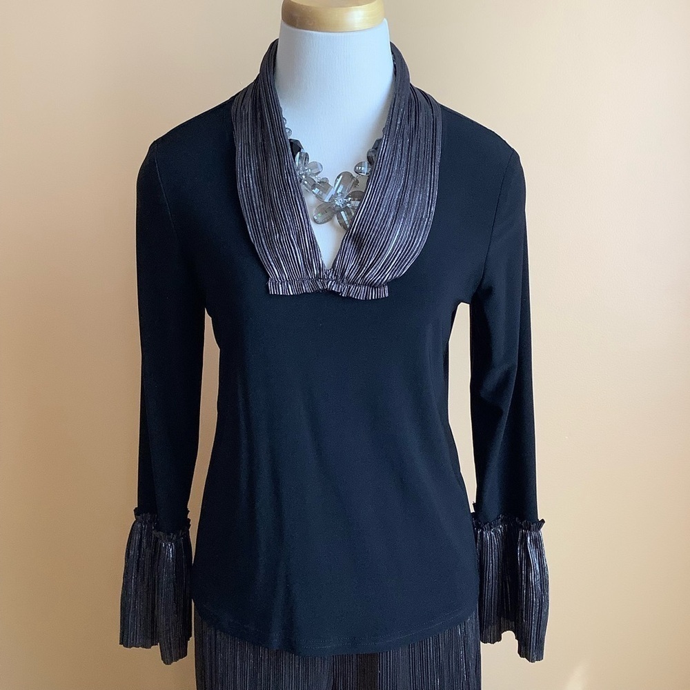 JOSEPH RIBKOFF Metallic Black Silver Pantsuit Two Piece Matching Set 8 NWT - Picture 2 of 16